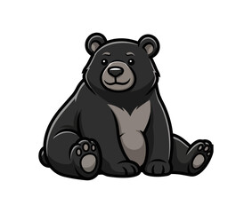 Obraz premium Cartoon bear sitting isolated on black background