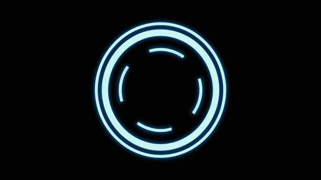 Abstract futuristic animation of a glowing circle on a black background for digital design