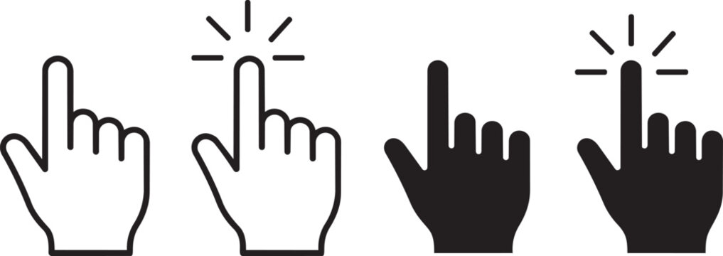 Set of computer mouse cursor hand pointer icons