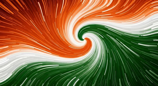Abstract swirl background with indian flag colors of saffron white and green