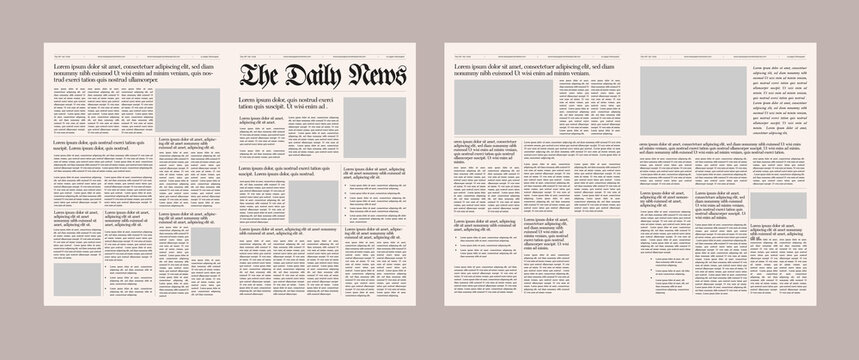 Vintage Style Newspaper Template with Structured Editorial Grid Layout Design