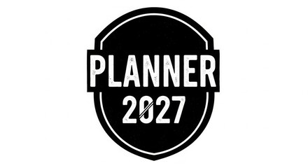 Obraz premium Vintage Style 2027 Planner Label Icon on White Background