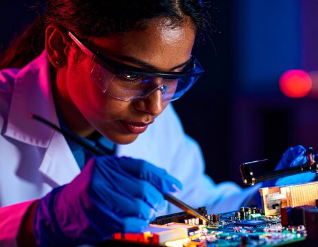 Engineer working on Motherboard