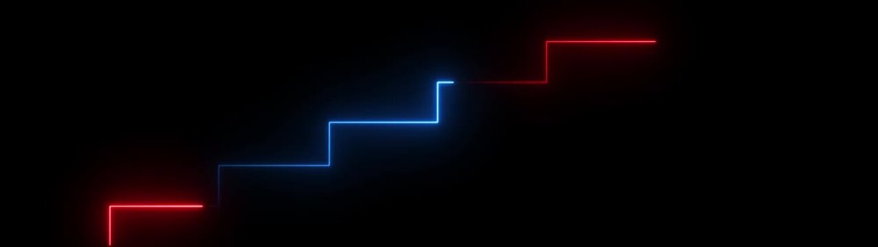 Glowing neon increase business graph arrow chart animation. Market Recovery Concept. Successful growth trend Green line graph going Up.