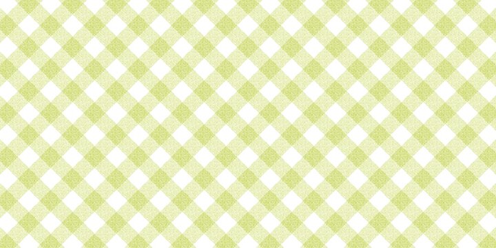 Textured diagonal lime green gingham checkered pattern, a seamless fabric background with a rustic tilted check for packaging design.