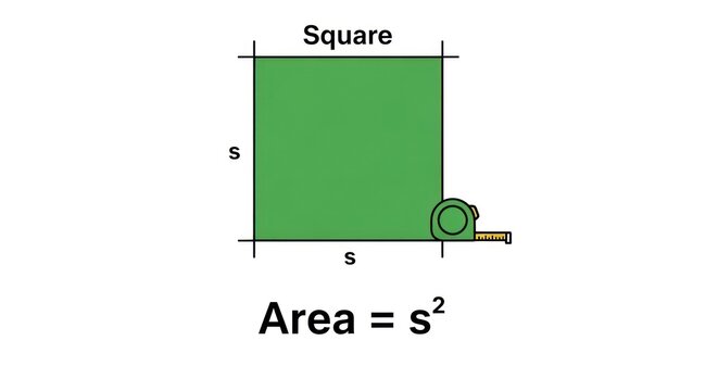 Illustration of Square Area Calculation Using Side Length Formula.