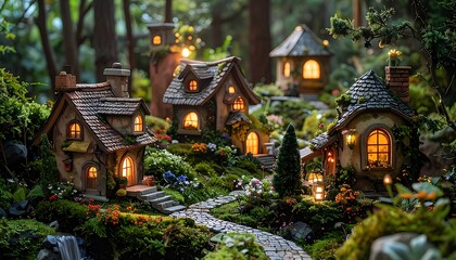 Fototapeta premium Miniature village glow