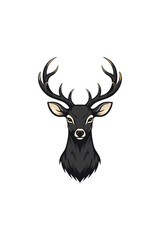Naklejka premium Deer head illustration on black background