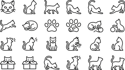 cat, kitten, kitty, feline, animal, pet, domestic, mammal, cute, playful, sleeping, sitting, standing, jumping, paw, head, outline, silhouette, icon, vector, illustration, graphic, design, isolated, d © Nusrat