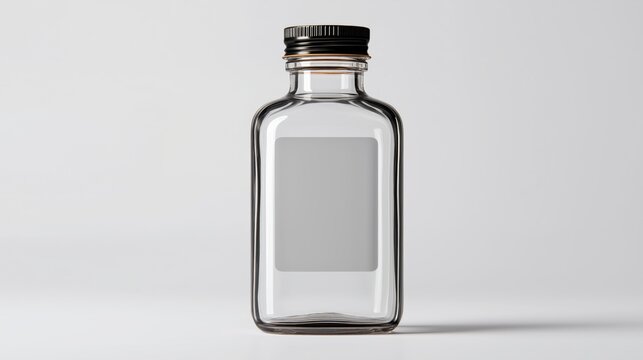 Empty label bottle on white background, clean commercial style
