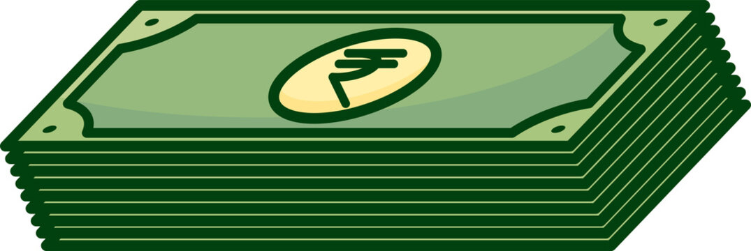 Stack of India Rupee cash bundles vector