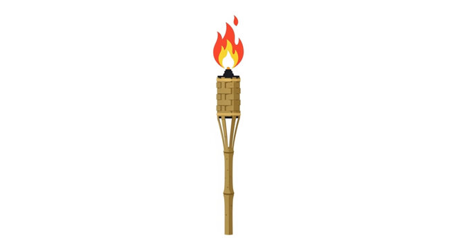 Tiki Torch with Burning Flame.