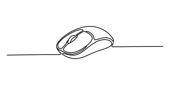Computer mouse drawn in a single continuous line style