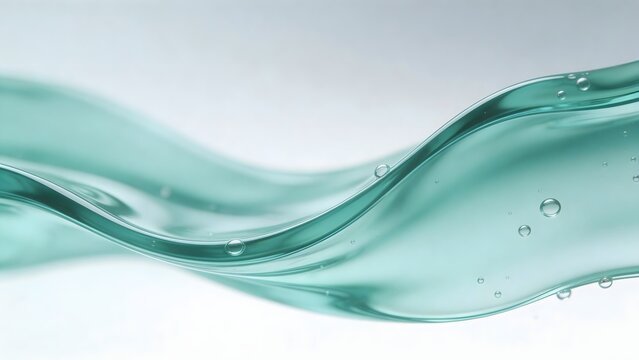 Flowing teal liquid with bubbles
