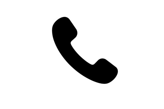 Phone Receiver Icon Black Silhouette Isolated on Transparent Background, Call Communication Telephone Symbol