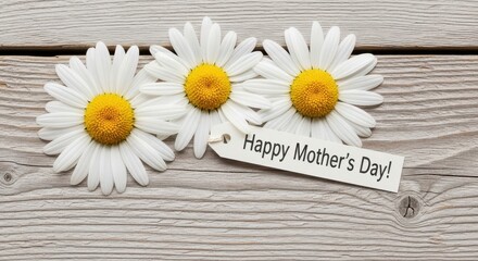 Obraz premium Creative mother's day greeting with daisies on torn paper
