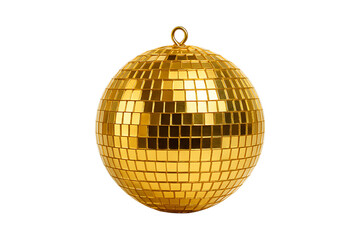 Fototapeta premium Golden Disco Party Ball Isolated on a Transparent Background