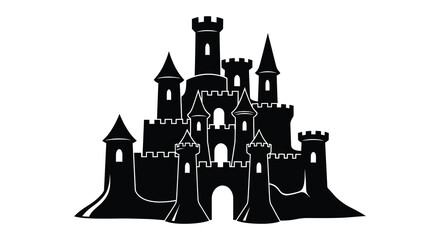 castle silhouette with towers and turrets silhouette high quality professional detailed © Kuntol02