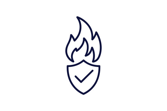 Fire shield icon with check mark