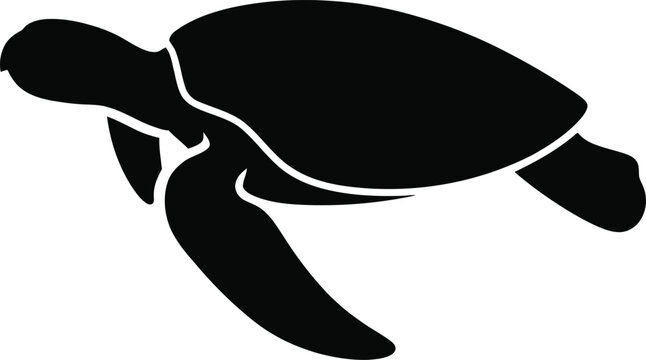 Black sea turtle silhouette vector illustration isolated on white background