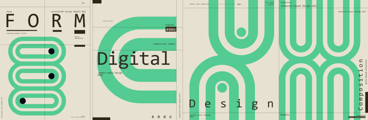 Modern abstract design featuring bold typography and geometric shapes in a structured layout. The composition uses a vibrant color palette to create a dynamic visual impact. © Molibdenis-Studio