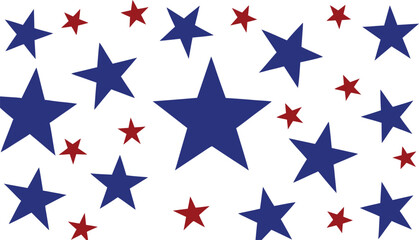 Obraz premium Blue and red transparent stars on a white background..