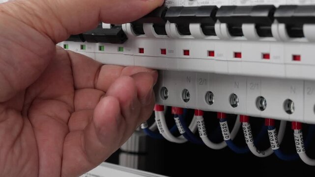 Disconnection of current circuit breakers in the electrical switchboard.