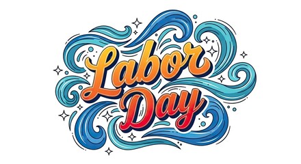Fototapeta premium Festive labor day illustration a vibrant and colorful hand lettered design for celebrating workers' achievements