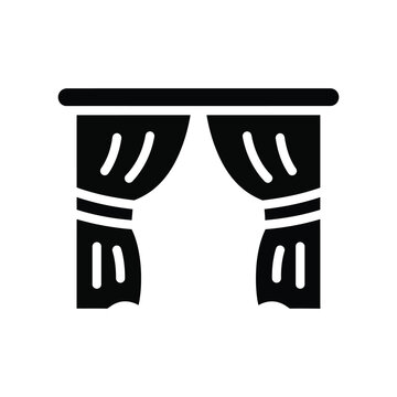 Elegant black and white illustration of classic theater curtains, symbolizing drama and performance art