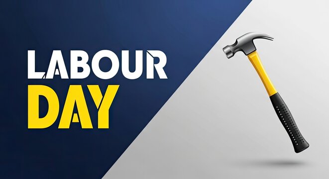Labour day celebration a symbolic representation of work and skilled trades with a hammer