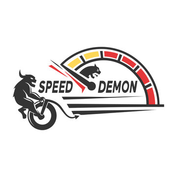 Speed Demon Speedometer Logo - Automotive Racing and Fast Performance