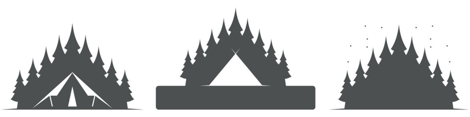 Forest camping badge set with tent nature emblems vector illustration © Ivan Burchak