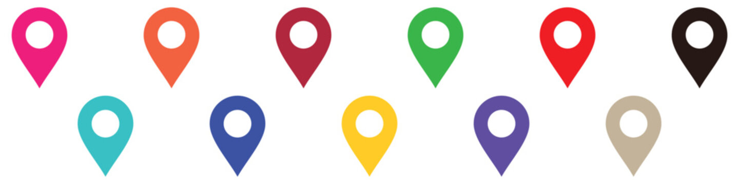 Map location pins set colorful navigation markers vector illustration