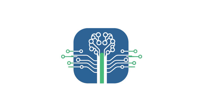 Logo of a tree with circuit board.