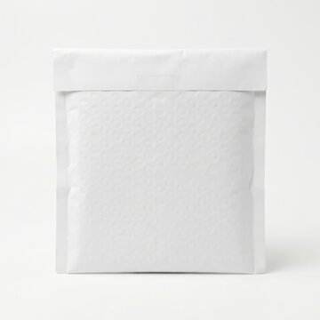 White bubble mailer padded envelope for secure shipping isolated on a clean background.