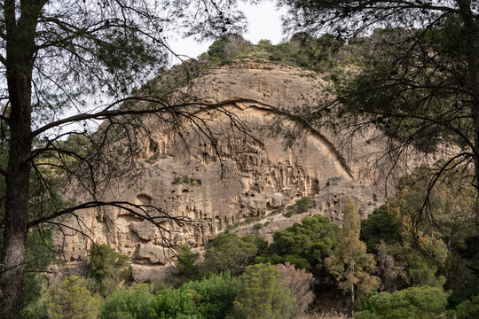 Formaci&oacute;n rocosa erosionada en el entorno del Caminito del Rey en M&aacute;laga