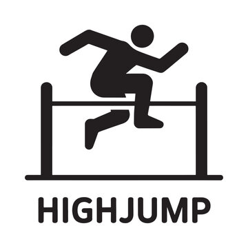 high jump athlete silhouette on white background