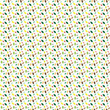 Seamless pattern of colorful miniature leaves on a white background. Vibrant multicolored leaf confetti vector pattern.