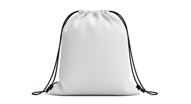 Blank White Drawstring Backpack Mockup for Branding and Apparel Design Display