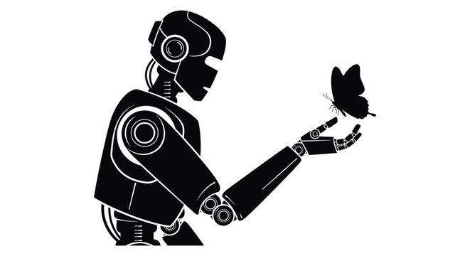 robot holding butterfly silhouette high quality professional detailed modern elegant stylish clean crisp vibrant colorful digital creative innovative contemporary premium stunning