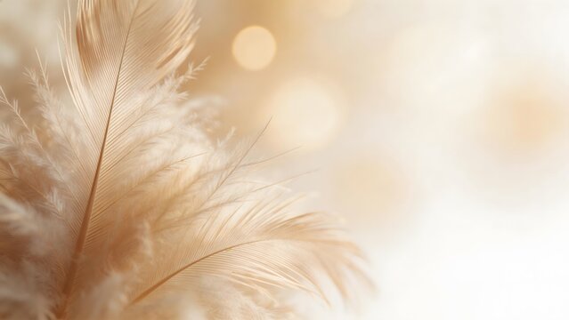 Closeup of a soft feather with bokeh background