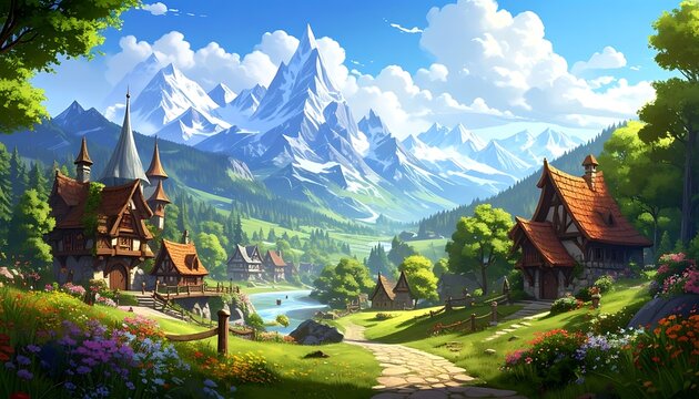 Idyllic fantasy hamlet
