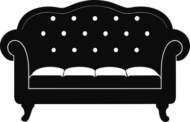 Fototapeta premium Sofa a deep buttoned quilted leather silhouette.