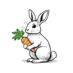 Fototapeta premium Rabbit with Carrot Illustration on White Background