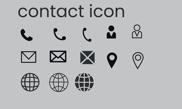 Minimalist Vector Contact Icon Set for Business Cards and Web Design