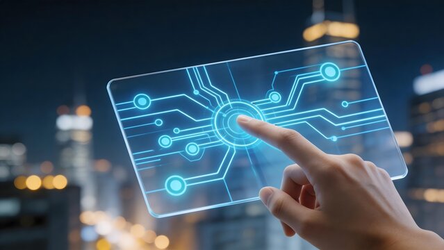 Hand interacting with digital circuit interface