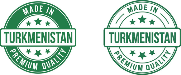 Obraz premium Green premium quality Made in Turkmenistan stamps or labels certificate of origin icons