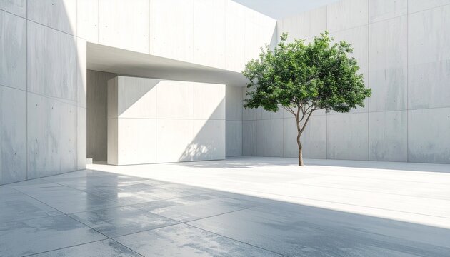 Modern architecture with a tree.