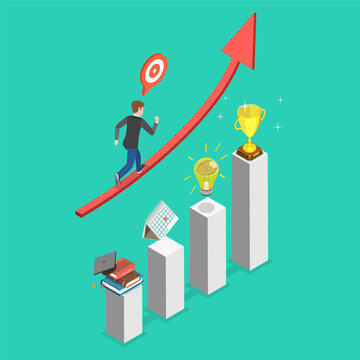 3D Isometric Flat Vector Illustration of Skill Enhancement , Personal Growth And Development Through Self Improvement And Learning.