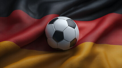 Naklejka premium germany football nation. german flag waving with soccer ball